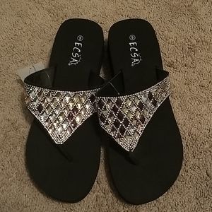 Bejeweled Black Sandals